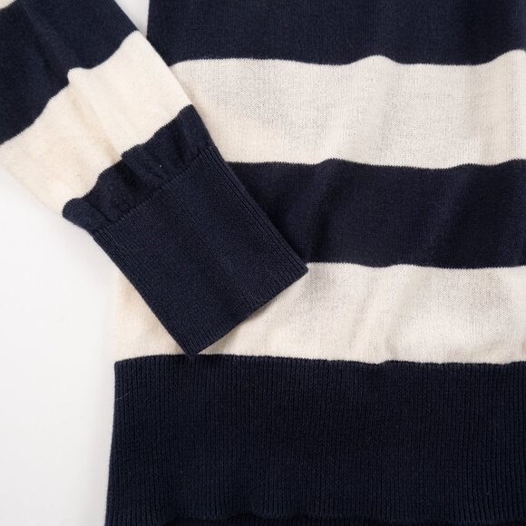 NAUTICA navy off-white nautical stripe lightweight v-neck sweater size S - Picture 7 of 11